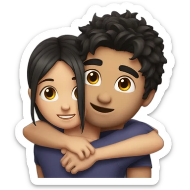 a man dark hair hug a girl dark hair sticker