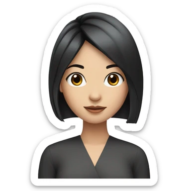 Asian girl with straight black hair, silver earrings  sticker