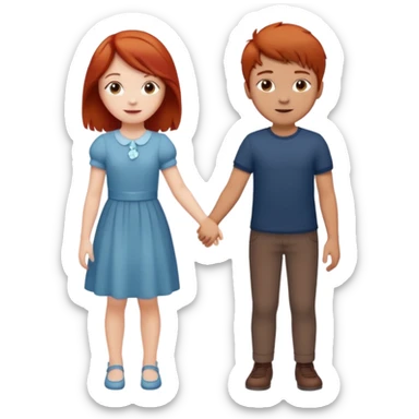 Red haired girl with brown hair boy romance sticker