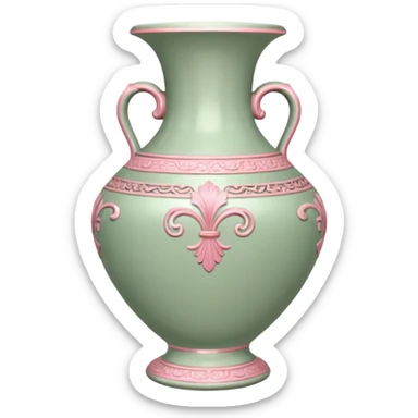 A vintage vase in sage and pink color sticker