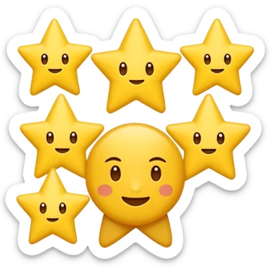 Centang berwarna putih berada di dalam bintang warma kuning sudutnya sepuluh sticker