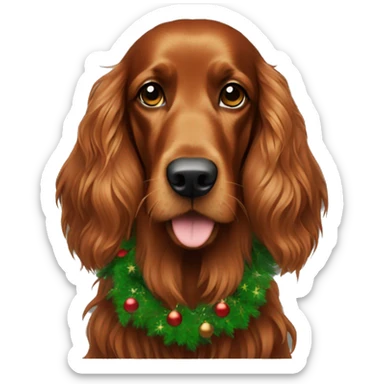 Irish setter with Christmas tree  sticker
