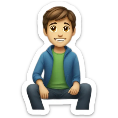 smiling boy in car interior brown hair sticker
