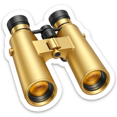 gold binoculars with large lenses simple eye holes and straight shaft and transparent background sticker