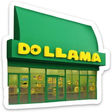 “Exterior of a Dollarama store with the bright green facade, bold yellow Dollarama sign, large front windows, and entrance doors, capturing the look of a budget-friendly retail store.” sticker