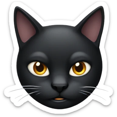 angry male black cat with white whiskers sticker