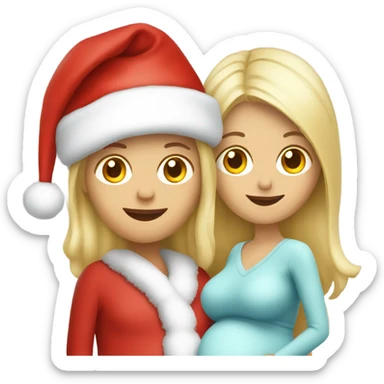 blonde pregnant woman with santa sticker