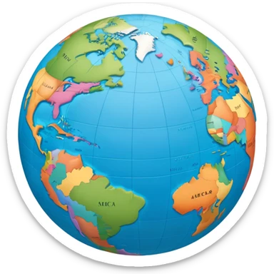 A world globe showing continents and oceans, focused on Americas sticker
