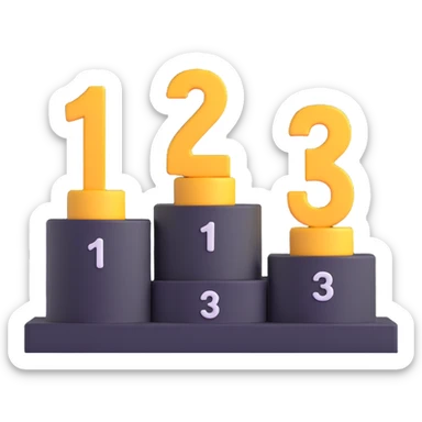 1st 2nd 3rd place podium with numbers 1, 2, 3 sticker