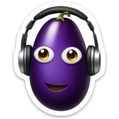 Aubergine wearing headphones with eyes  sticker