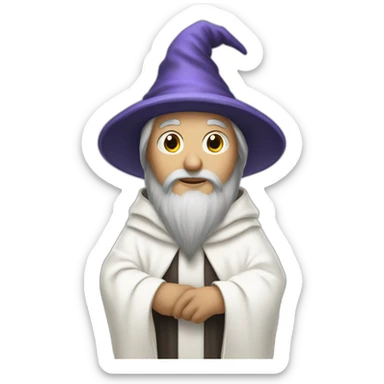 wizard in all white robe and hat sticker