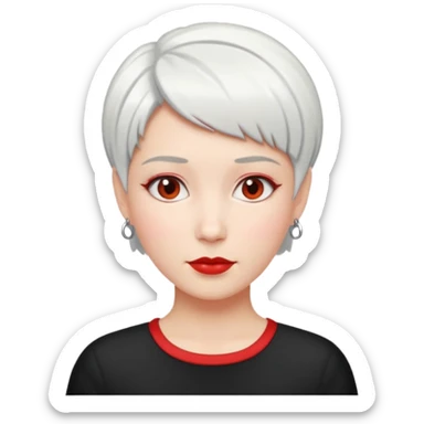 Devil woman in red with short white hairstyle sticker
