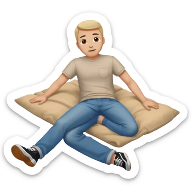 a man laying on ground sticker