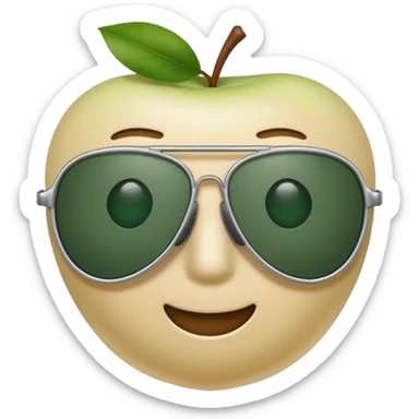 aviator sunglasses with light beige frame and dark green lenses, Apple emoji style, no text sticker