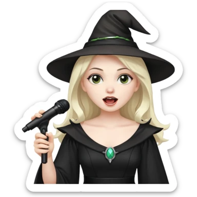 Witch singing with micro, half body sticker
