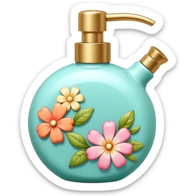 Colorful shiny glossy soft smooth Pastel soap perfume cocktail bomb bar spray bottle lotion cream jar ceramic pottery pot flowery floral item aesthetic decoration room thing  sticker