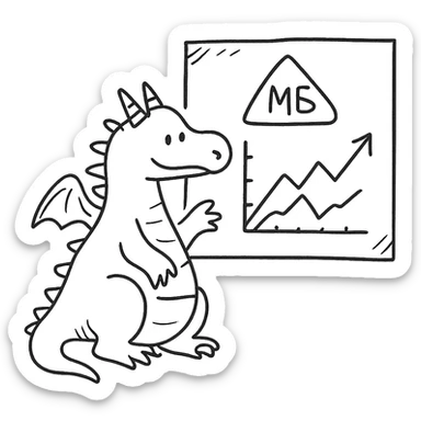 A dragon looking at Moscow stock exchange charts sticker