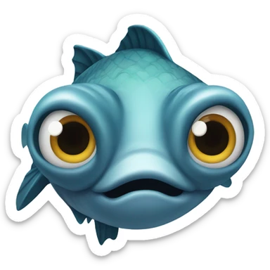 big eyed fish frontal view sticker