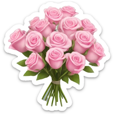 a bouquet of pink roses and baby’s breath  sticker