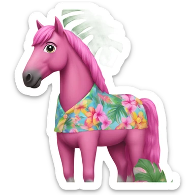Pink horse in a Hawaiian shirt  sticker