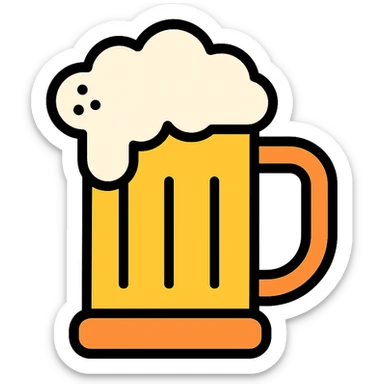 beer mug color icon with foam overflowing sticker