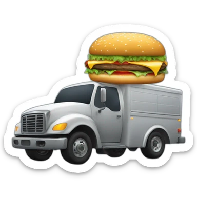 a hamburger delivery man with his truck at night sticker