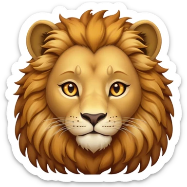 Cinematic Noble Lio Cub Portrait Emoji, Poised and regal, with a powerful, muscular build and a majestic, tawny mane, deep-set soulful amber eyes, Simplified yet sharp and sophisticated features, highly detailed, glowing with a warm, dignified glow, high shine, intelligent and fierce, stylized with an air of wild majesty, focused and attentive, soft glowing outline, capturing the essence of a watchful and confident king, so majestic it feels as though it could roar out of the screen with effortless authority! sticker