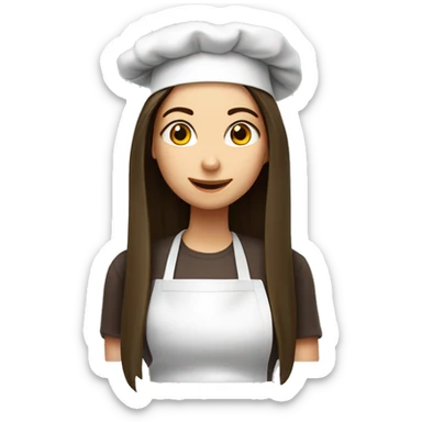 Brunette long straight hair girl in a cook hat cooks food  sticker