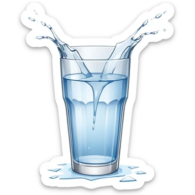shattered drinking glass with water spilling sticker