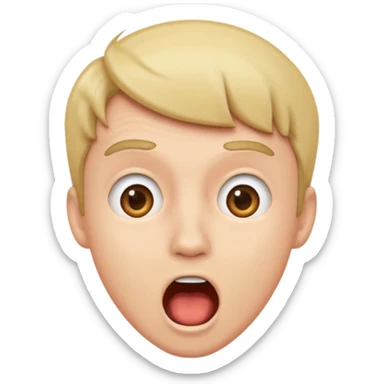 a surprised young man, mouth open, simple emoji style sticker