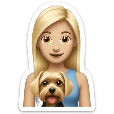 Blonde girl with Yorkshire Terrier sticker