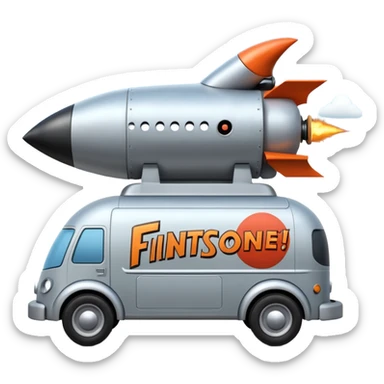 WW1 Heroic  superhero Flintstone’s futuristic rocket-powered tall robot moving van (motto: Bombing creepy bugs is fun) sticker