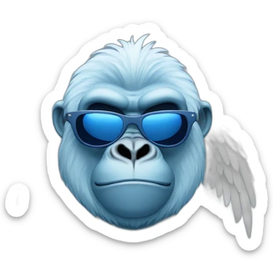 light blue gorilla with angel wing and navy chromatic sunglasses sticker