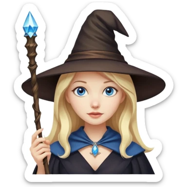 Witch, magicien blonde woman with blue eyes sticker