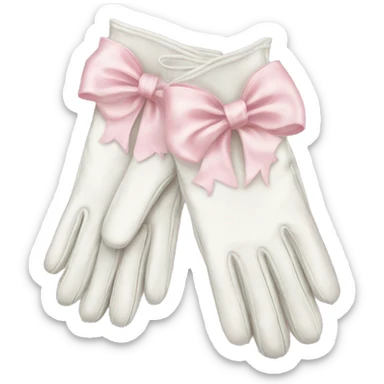 vintage rococo white gloves with light pink bows  sticker