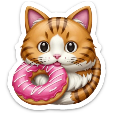 Cat eating donut sticker