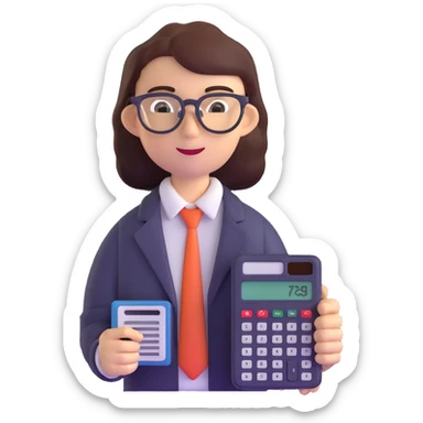 accountant with glasses and calculator sticker