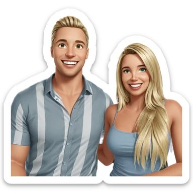 blonde girl and smiling boy sticker