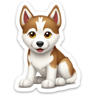 Red and white Siberian husky with only one back leg sticker