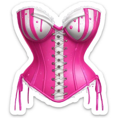 Hot pink corset and bikini bottom with glitter with white paint dripping sticker
