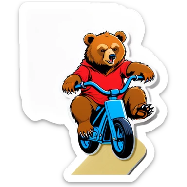 Bear on a bike with claws out sticker