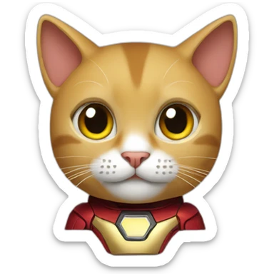 cat in a ironman costume sticker