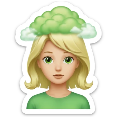 Blonde woman with green fart cloud behind her  sticker