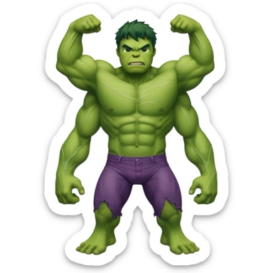 a person transforming into the Hulk, showing stages of transformation sticker