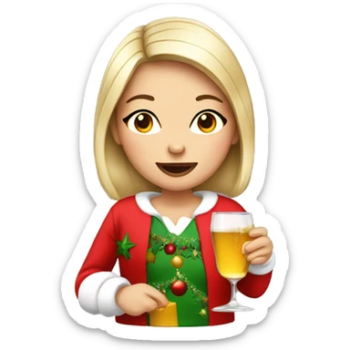 Girl Drinking alcohol wearing Christmas pajamas sticker