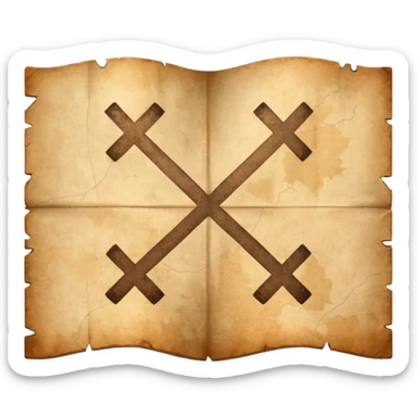 aged parchment map with X mark. sticker