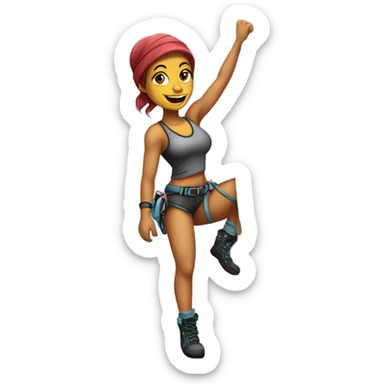 Beautiful tattooed woman rock climber sticker