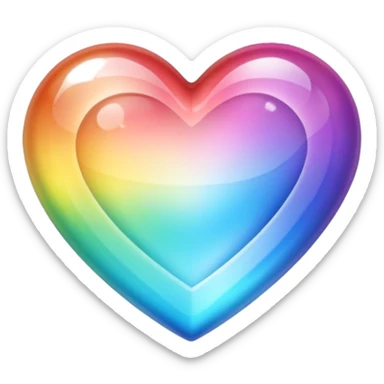 Crystal heart rainbow sticker
