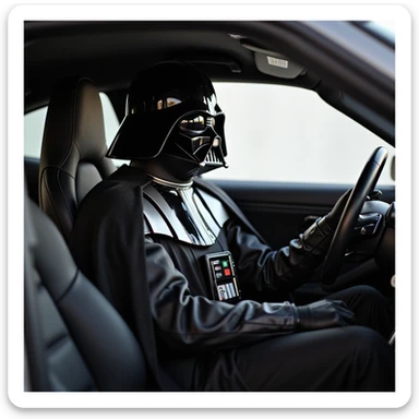 Darth vader sitting in porsche 911 sticker