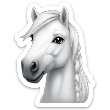 Realistic white pony with a braids sticker